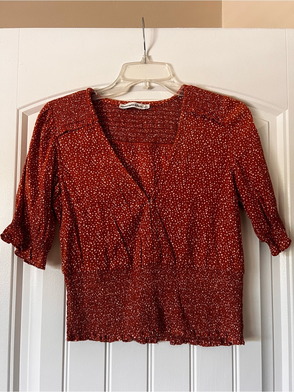 Abercrombie & Fitch Rust Red Speckled V-Neck Blouse